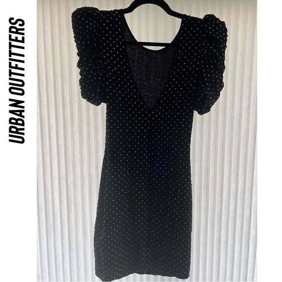 URBAN OUTFITTERS HAGUE RHINESTONE PUFF SLEEVES MINI DRESS BODYCON NEE SP - Picture 7 of 8
